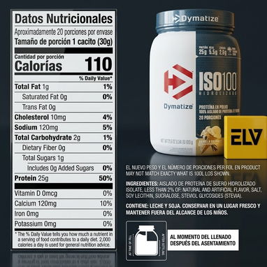 WP Dymatize ISO 100 Hidrolizada // Sabor Vainilla // 20 servicios - 3/4