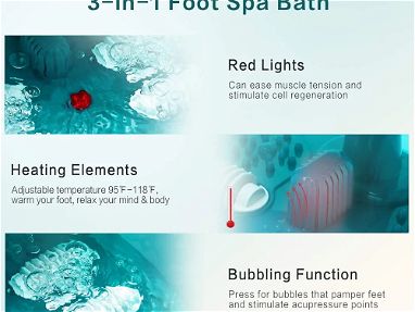 Spa de pies con calor, burbujas, luz roja y control de temperatura, masajeador de baño de pies con 8 rod - Img 67228778