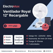 Ventilador ROYAL Recargable/Solar RA12RSL - Img 53298834