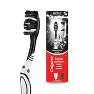 Cepillos dentales Colgate MaxWhite Carbón 2 unidades — cerdas medias, estrella pulidora - Img 56815530