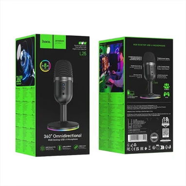 Hoco L25 Bright - Micrófono USB de escritorio con monitorización y silencio con un clic ($22) - 4/5