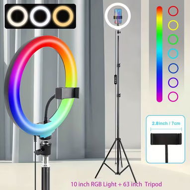 ☎️53544655 🛵 Entrega Disponible ⭐Aro de Luz LED RGB 12” con Trípode 63” y Soporte para Teléfono ⭐ - Img 115597186