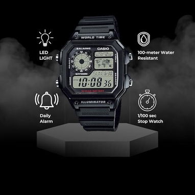 ⌚🔥 RELOJ CASIO AE1200WH WORLD TIME 100M RESISTENTE AGUA +10 AÑOS BATERÍA 💥 Envío + Garantía - Img 117312549