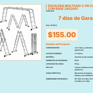 Escalera de Aluminio 3.7m 3 Configuraciones Base 2402001 VPT#-0523 - Img 55676732