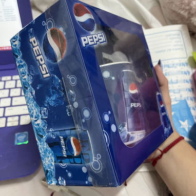 Juego de taza pepsi, caja de regalo, juego de taza azul con cucharita. Regalo para cumpleaños, regalos de cumpleaños - Img 121589605