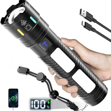Linterna Recargable TrixHub TH006 9000mAh 990 000 Lumens con 4 Modos, USB-C, Pantalla LCD y Función Power Bank - 4/4