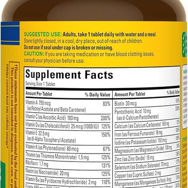 MULTIVITAMINAS MULTI NATURE MADE 130 TABLETAS - Img 123162639