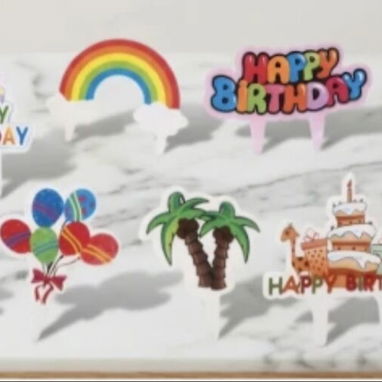 Paquete de 10 toppers pequeños variados para decoraciones en minicakes, cupcakes y dulces (Ely) $0.40 - 2/2