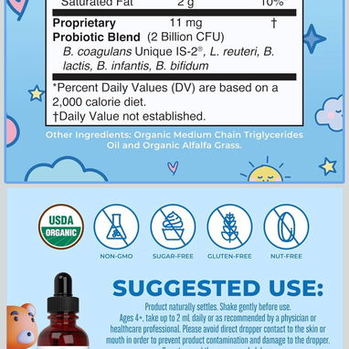Probióticos en suspensión para niños pequeños, 30ml, maraca recomendada - 2/2