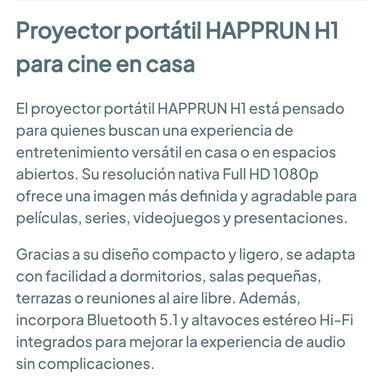 Proyector portátil HAPPRUN Full HD 1080P con Bluetooth y altavoces integrados 🌐 - Img 127582075