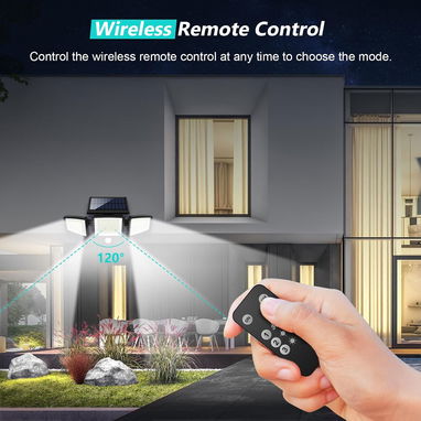 Luz Solar LED Exterior 3 Cabezales NUEVA - Control Remoto, Sensor de Movimiento, 210 LED, 2500 Lumenes, IP65, 270 Grados - 3/3