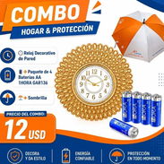 Reloj Decorativo de Pared + Paquete de 4 Baterías AA 1HORA GAR136 + Sombrilla - Img 56595800