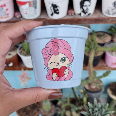 Macetas de plástico pintadas a mano - 4/4
