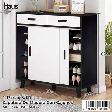 👟🪵 ZAPATERA DE MADERA CON GAVETAS Y PUERTAS – Organiza tus zapatos con estilo y seguridad 🪵👟 - 3/4
