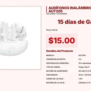 Audífonos Inalámbricos 1Hora AUT205 con Estuche Portátil por $15 VPT#-0024 - Img 55424678