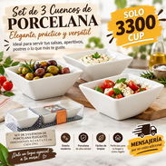 Juego 3 Cuencos de Porcelana Elegantes - Img 58055454