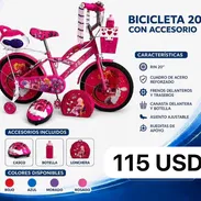 Bicicleta 20, incluye casco, lunchera y botella - Img 56129702