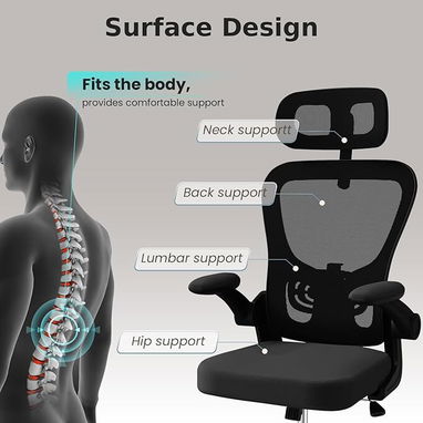 Silla Giratoria de Escritorio u Oficina con Asiento y Respaldo de Malla Transpirable, Soporte Lumbar Ajustable - Img 88285218