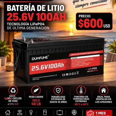 Batería Dumfume LifePo4// 12,8 vol 100Ah 240 USD// 25,6 vol 100Ah 600 USD - 2/2