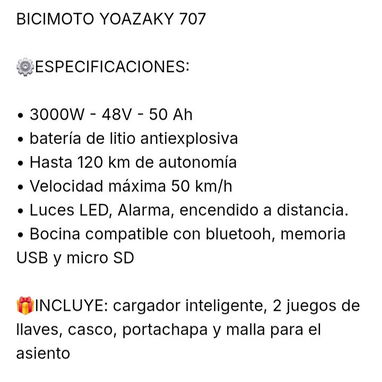 Bici moto eléctrica marca yoazaki 707 - Img 120166835