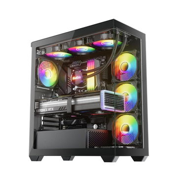 🖥️ Sevenhero EL2 – Chasis Gaming ATX Torre Media, 3 ventiladores ARGB. Vidrio templado panorámico 🌐🖥️ 133.96 USD - 2/6