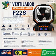 VENTILADOR PORTÁTIL RECARGABLE F22 CON LUZ LED 40000mAh - Img 56946862