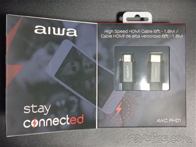 Cable HDMI marca AIWA alta velocidad 6ft - 1,8 mts Compatible con 720p, 1080i, 1080p, 3D, Ultra HD, 4K. Nuevo en caja - Img 67840359