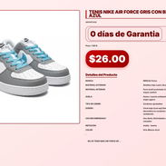 TENIS NIKE AIR FORCE GRIS CON BLANCO Y AZUL . - Img 57104445