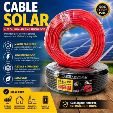Rollo de cable PV Fotovoltaico Q7-Lumina de calibre 10 AWG 50m Precio 160 USD 💵 con 🚘 envío incluído - 2/3