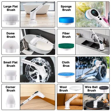 Cepillo eléctrico de limpieza con cabezales y batería - 3/3