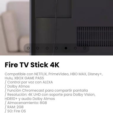Fire TV Stick 4K Compatible con NETFLIX, PrimeVideo, HBO MAX, Disney+, Hulu, XBOX GAME PASS - 5/7
