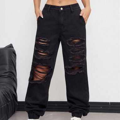 Pantalón negro ripped jeans - 4/4