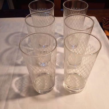 Juego de 6 vasos Ikea, Red de vidrio grabado como patrón geométrico 16 onzas - 2/2