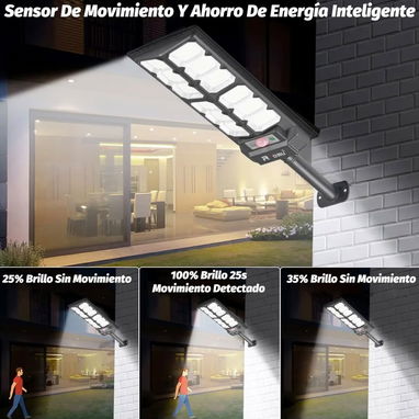 Lampara solar de  exterior 680w con sensor de movimiento, mando a distancia y accesorios de montaje. - 3/4