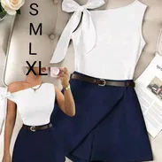 Conjunto de short azul y blusa blanca - Img 55859713