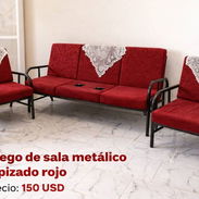 Juego de Sala Metálico Tapizado Rojo Cod:Alfoke - Img 56770844