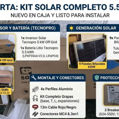 Kit Solar Tecnopro 5.5kw nuevo en su caja llegar y montar - Img 125107585
