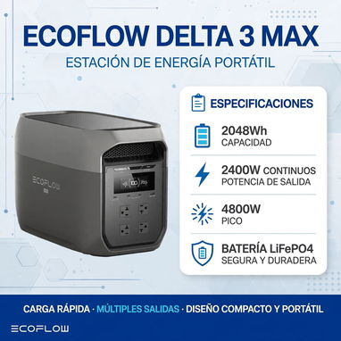Delta 3 Max EcoFlow 2048Wh – Planta para Apagones – 1,199 USD Nueva Sellada - 2/2