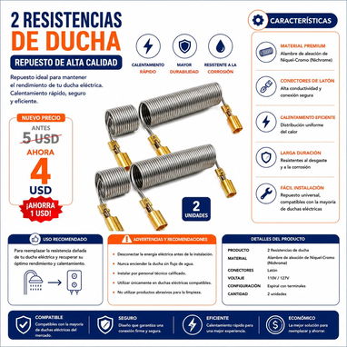 Ducha, resistencia de ducha, calentador eléctrico - 4/7