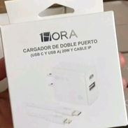 ESPIGAS DOBLE PUERTO (USB A Y USB C) 20W CARGA RÁPIDA Y CABLE IPHONE ENTRADA C DE 3A CARGA RÁPIDA (MARCA 1HORA) - Img 56090778