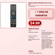 CONTROL REMOTO UNIVERSAL PARA TV LED / LCD . - Img 57925379