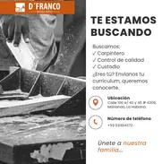 Se busca carpintero, esp control de calidad y custodio - Img 50492964
