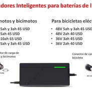 J20 Vendo cargadores inteligentes para baterías de litio de 12V, 36V, 48V, 60V, 72V, bicicletas, bicimotos y motos - Img 52005185