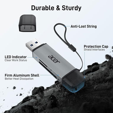 💾 LECTOR TARJETAS ACER USB-C Y USB 3.0 DOBLE RANURA SD MICROSD 5GBPS RÁPIDO PARA PC Y MÓVIL ENVÍO DISPONIBLE + GARANTÍA - Img 120284811