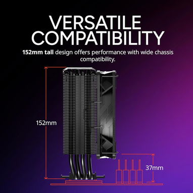 ❄️ Cooler Master Hyper 212 Pro aRGB ⚡ 4 Heat Pipes Cobre, Ventilador PWM 120mm RGB, Soporte AM5/AM4/Intel Envío* - Img 102025585