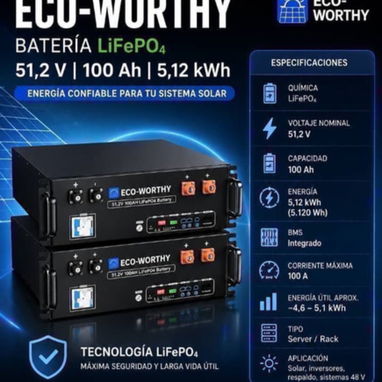 Baterías para inversores y paneles solares Eco-Worthy: 5 kWh y 16 kWh - 2/3
