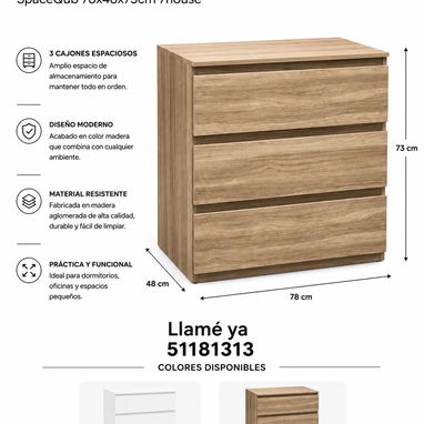 Gaveteros | Mesitas de noche | Cómodas (IMPORTADOS marca 7House)⭐️Domicilio Incluido⭐️ - 5/5