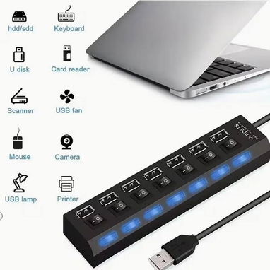 Hub USB 3.0 – 7 Puertos con Switch | videojuegoshabana.com - Img 122583628
