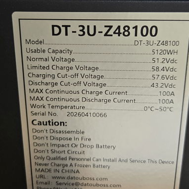 🔴BATERIA LIFEPO4 DATOUBOSS 51.2V 100AH.  5120Kwh. 1300USD - 3/4
