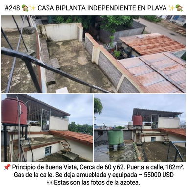 #248 🏡✨ VENTA DE CASA  BIPLANTA INDEPENDIENTE EN PLAYA 📌 _Principio de Buena Vista, Cerca de 60 y 62. Puerta de calle. - 9/10
